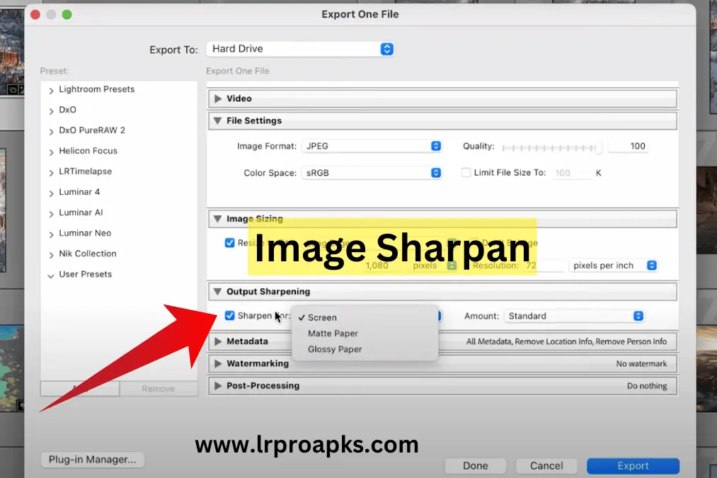 image sharpen in lightroom