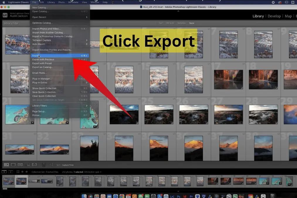 Open Export Dialog in lightroom